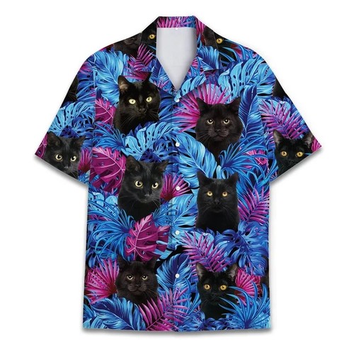 Mens button down black cats - mens,