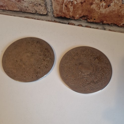 Pair vintage embossed metal - embossed,