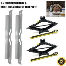 2.5 Ton Tonne Scissor Jack Lift & Wheel Alignment Tool Toe Plates for Car Van UK
