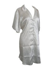 Ladies Button Front Satin Night Shirt - Cream - Sizes 8 10 - CLEARANCE