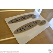 FLEETWOOD Colchester Name & Model Number Badge Sticker Decal Graphic - PAIR