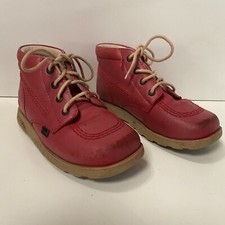 Kickers Kids Girls Classic Boots Red / Pink Size 29 UK Size 11