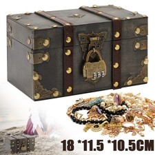 Wooden Pirate Chest Small Treasure Storage Case Box Idea Gift - Wood