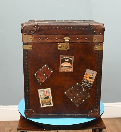 Leather steamer trunk case - steamer,