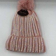 Beanie Hat Pink With Pearl