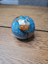 Alexander Kalifano Mini World Globe Hand Carved Gemstone Paperweight Blue 3"