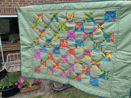 Small patchwork quilt green - patchwork, .