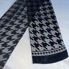 Vintage Dogtooth Transparent Velour Velvet Scarf Black 