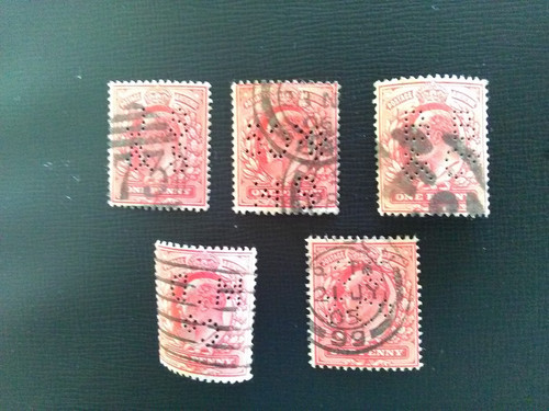 Used perfin stamps - g,
