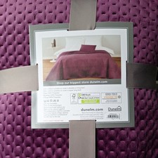 Dunelm 100% Polyester Double King Velour  235cm X 235cm Bedspread Pinsonic Plum