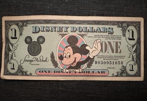 1990 disney dollar - 1, note