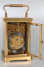 ANTIQUE FRENCH CARRIAGE CLOCK striking to a gong WORKING key TWO TRAIN
