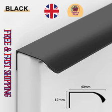 Black Kitchen Cabinet Door Handles Cupboard Drawer Concealed Finger Edge Pull