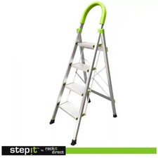 Folding 4 Step Ladder Portable Four Step Stepladder with Wide Steps, Soft Grip