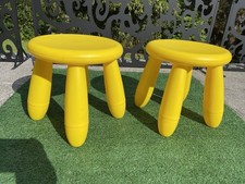 2 IKEA MAMMUT Yellow Stools Children Chair Kids Plant Seat Hard Plastic Sturdy