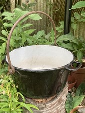Halloween Cauldron Vintage Black Enamel Apple Bobbing Jam Pan Planter Very Old