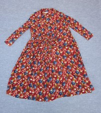 Toast Flowy Maxi Dress Size 14 Red Vibrant Floral Tie Long Sleeve