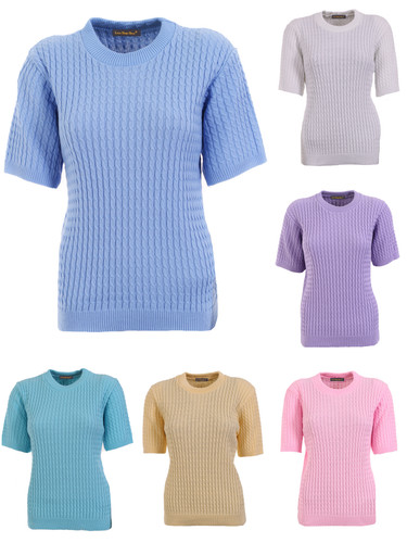 Women short sleeve knitted - short,