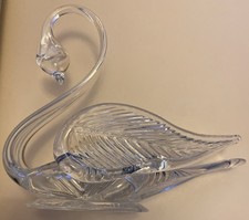 Edinburgh Crystal Swan Glass Trinket Dish Scottish Bon Bon Sweet Dish 6” x 7”