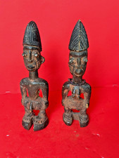 Authentic Yoruba Ibeji Twin Figures - 10" Carved Wood Pair