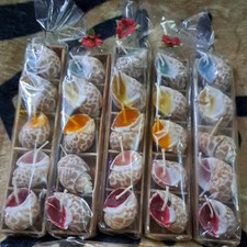 Mini Candles Gift Set 5  in wooden tray Shell candles Fair Trade