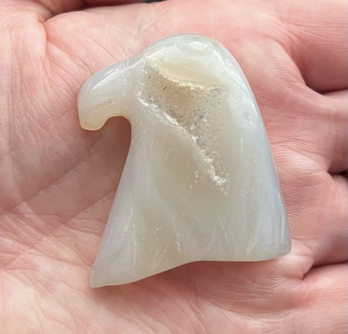 Grey agate crystal carved - grey,