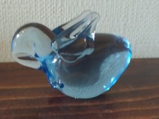 BLUE GLASS BIRD(DUCK???) PAPERWEIGHT FIGURINE