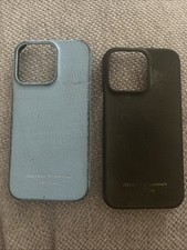 Aspinal Of London Leather Phone Case, iPhone 13 Pro. Pre Loved.Khaki. Light Blue