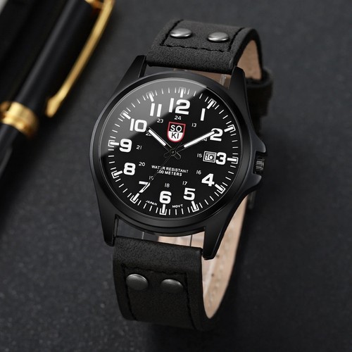 Men military leather date - men's,
