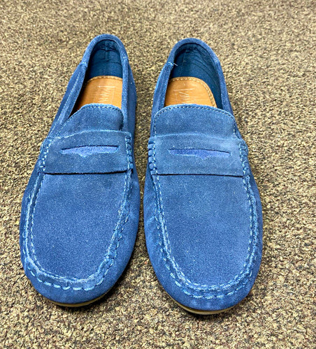 Zara blue suede loafer flats - suede,