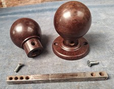 Reclaimed Brown Round Ball Bakelite Door Knobs, with back plate- multi available