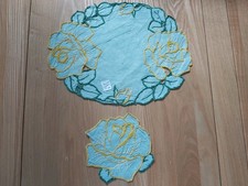 Vintage green Floral embroidered dressing table Dresser set 