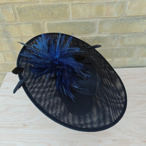 Black navy blue feather - navy, wide