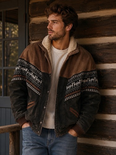 Vintage suede real - , leather