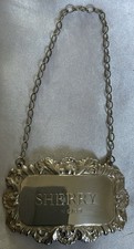 Sterling Silver Decanter Label “SHERRY” London 1983.