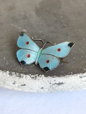 Antique JA&S 1916 Silver & Enamel Butterfly Brooch, J. Aitkin & Son, Birmingham