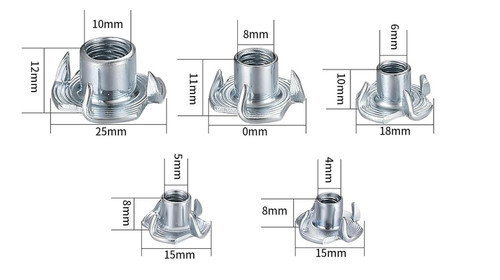 Pronged captive nut - captive, t