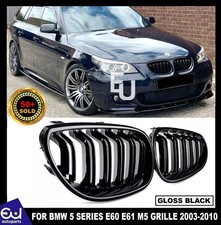 FOR BMW 5 SERIES E60 E61 GLOSS BLACK DUAL SLATS FRONT KIDNEY GRILLE GRILL 03-10