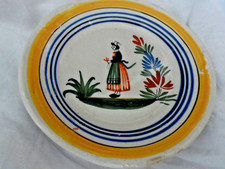 Antique HenRiot Quimper pottery plate 17.5cms wide