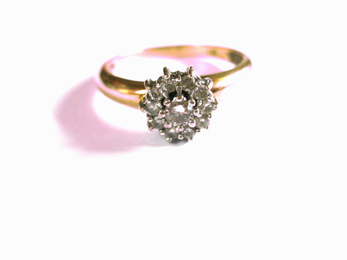 Gold ring 585 with diamonds - gold,