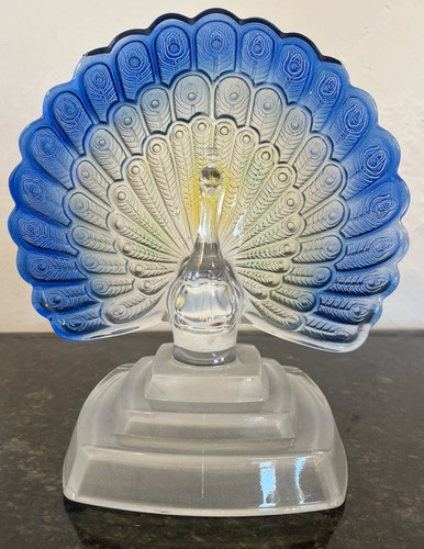 Crystal peacock glass figurine - glass,