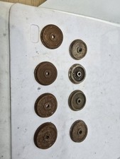 O GAUGE 7MM SCALE METAL WAGON WHEELS X 8 NO AXLES  24MM DIAMETER 3.5 MM AXLE HOL