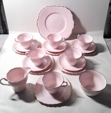 Vintage Mid Century Vogue Pastel Pink Bone China Part Tea Set England 