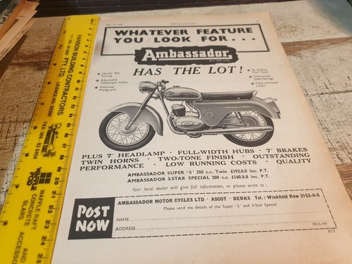 1960 ambassador motorcycle - ambassador,