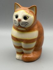 Quail Pottery Ceramic Ginger & White Cat Figurine Marmaduke 11cm Tall