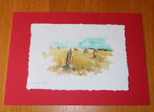 David Kearney Watercolour/pen Stone circle Trefin (A5 rag paper / A4 mount)