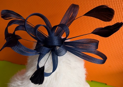 Navy blue looped fascinator - navy,