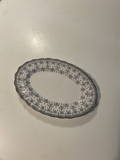 Spode England Fleur de Lys Grey Bone china Oval gravy underplate, excellent!