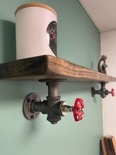 Rustic Wood Shelf Urban Reclamation Handmade Solid Wood Cast Iron Brackets