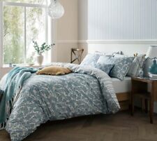Laura Ashley Cariad Spray Newport Blue Floral Reversible Double Bed Set 200 TC
